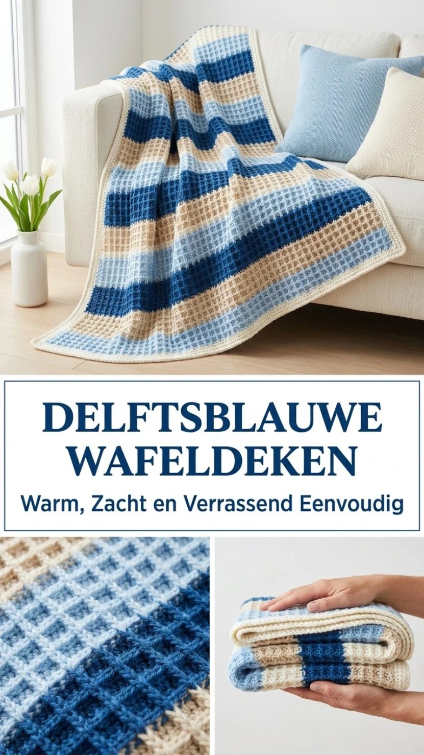 Delftsblauwe Wafeldeken met traditioneel Nederlands design
