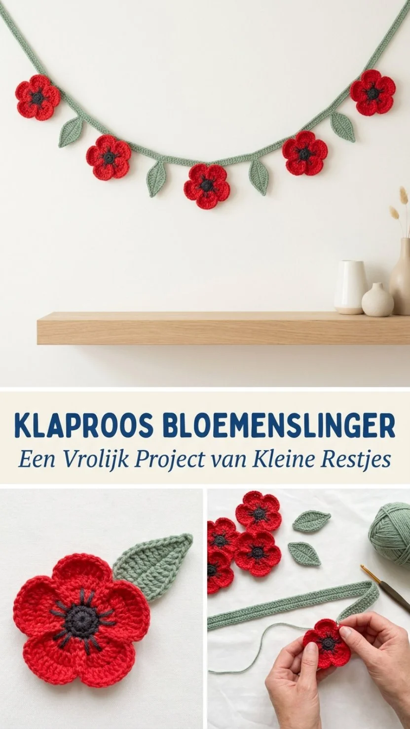Klaproos bloemenslinger versierd met kleurrijke bloemen voor decoratie.