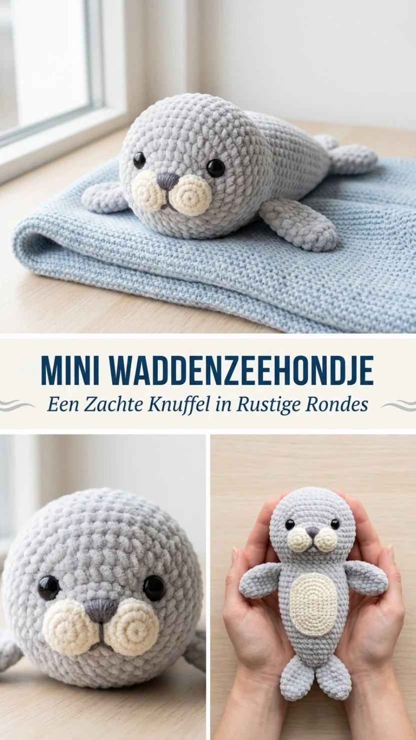 Mini Waddenzeehondje speelt in de natuur