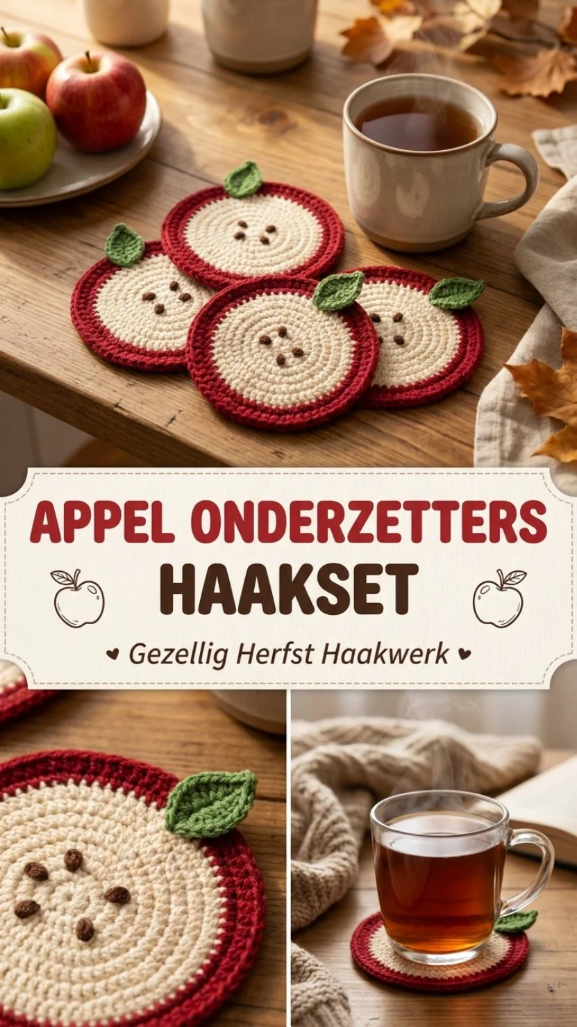 Appel onderzetters haken - herfst haakwerk voor een gezellige sfeer
