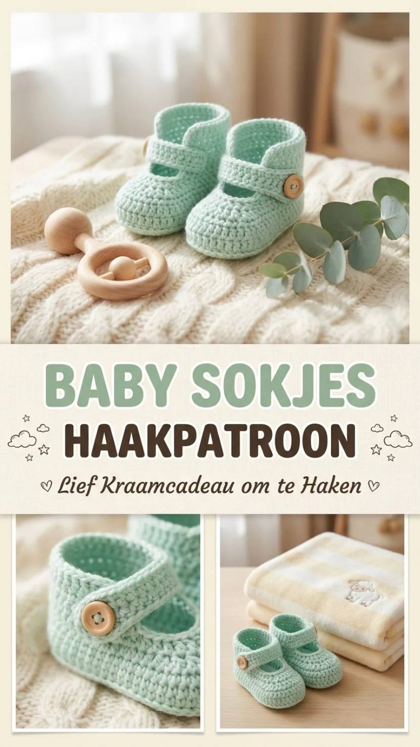 Haakpatroon voor schattige baby sokjes, eenvoudig en leuk om te maken.