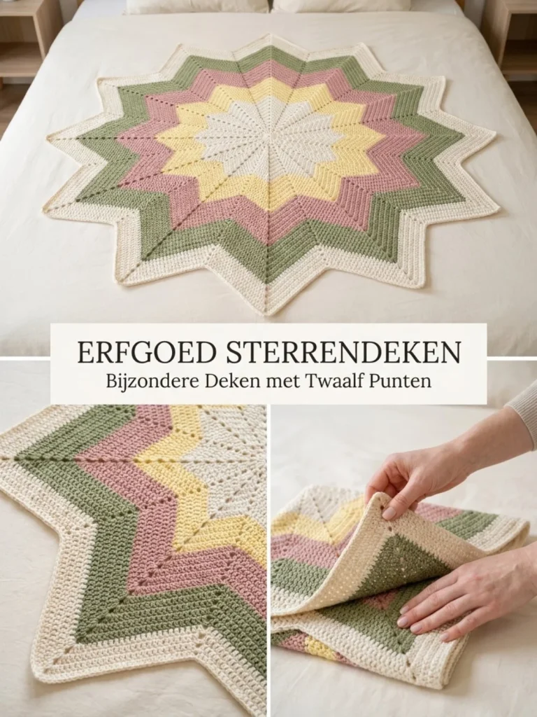 Erfgoed Sterrendeken haakpatroon met kleurrijke stervormen