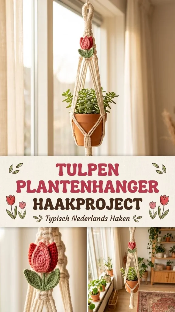 Gehaakte tulp plantenhanger voor een stijlvolle interieurdecoratie