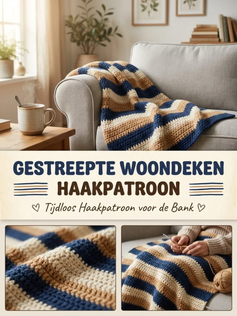Gestreepte woondeken haken voor een stijlvolle bankdecoratie