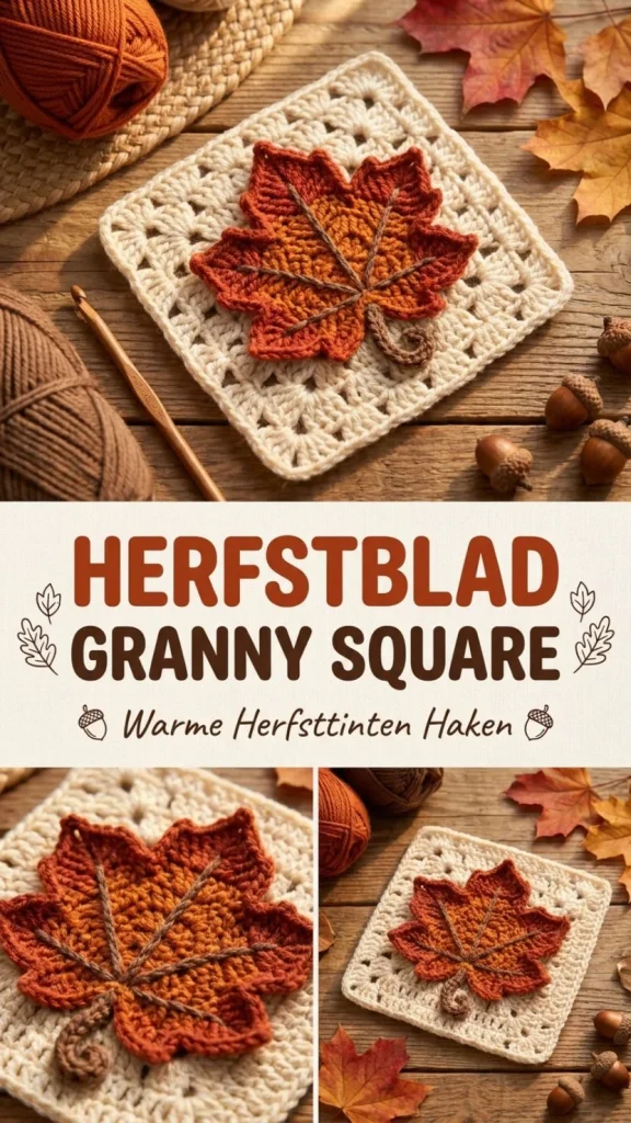 Herfstblad Granny Square haken in warme herfsttinten