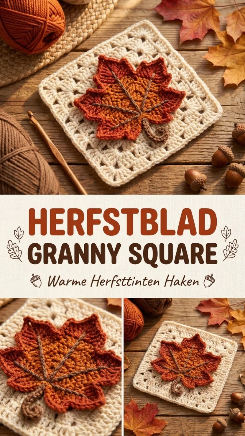 Herfstblad Granny Square haken in warme herfsttinten