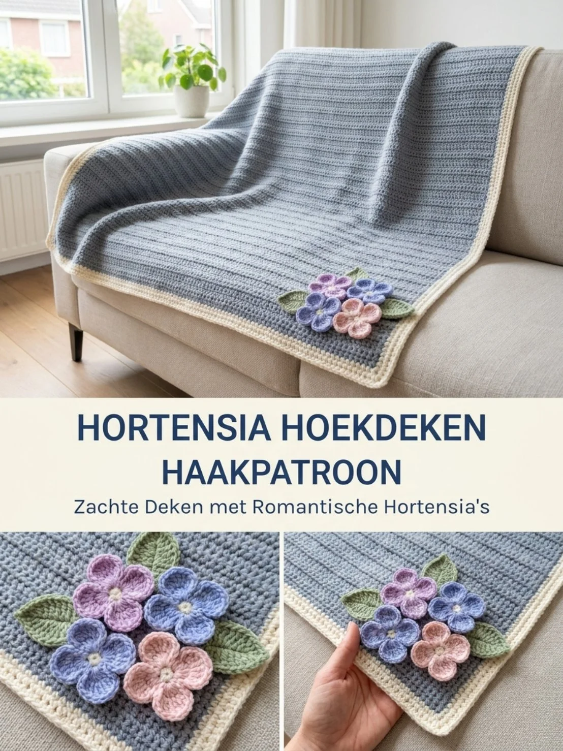Hortensia Hoekdeken haakpatroon met kleurrijke en stijlvolle ontwerpen