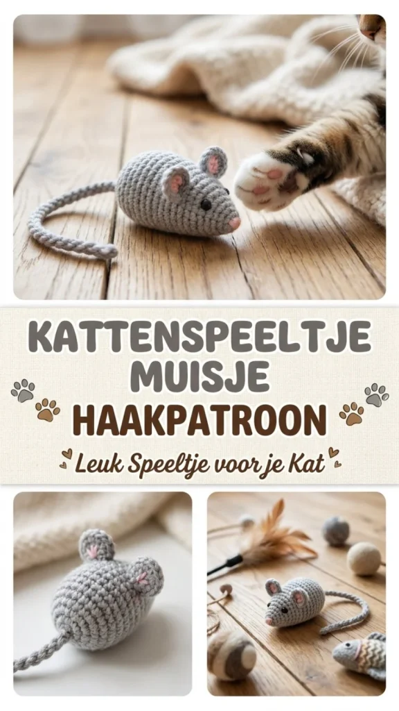 Kattenspeeltje Muisje Haken, leuk speeltje voor katten om mee te spelen