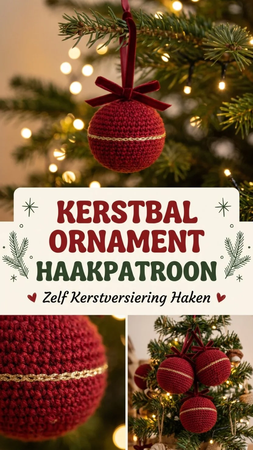 Kerstbal ornament haken voor het zelf maken van kerstversiering