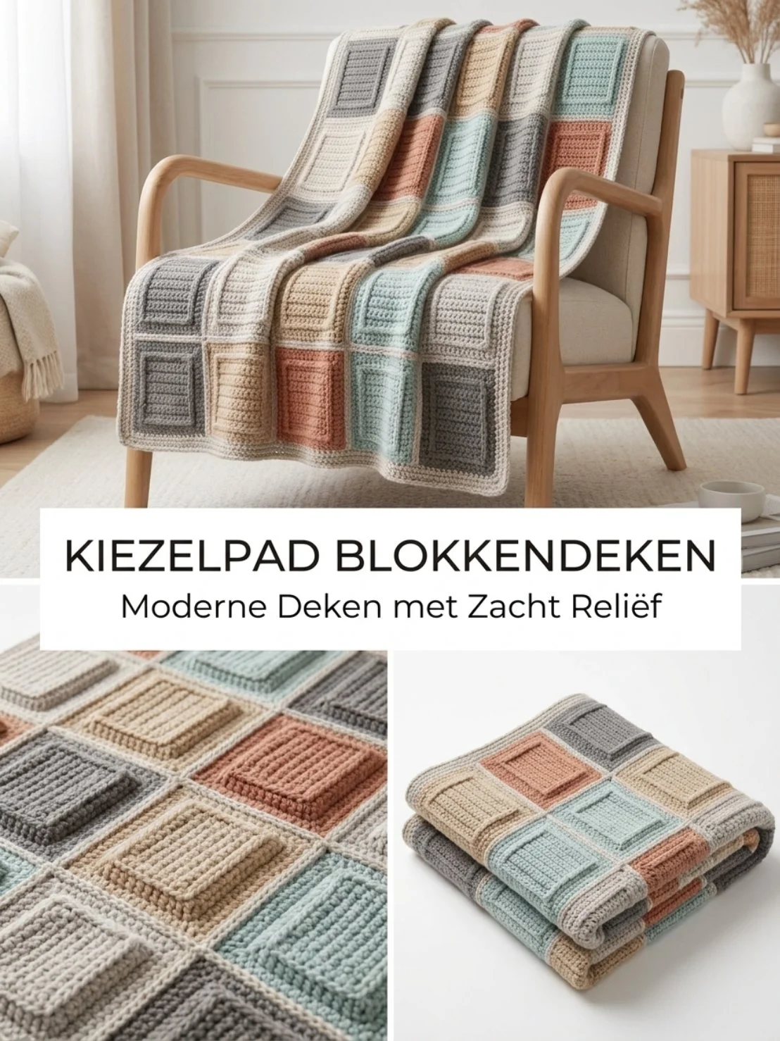 Kiezelpad Blokkendeken Haakpatroon voor een unieke gehaakte deken.