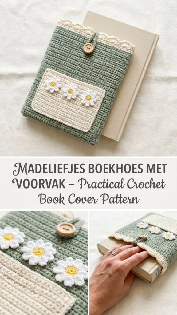Madeliefjes boekhoes met voorvak voor stijlvolle boekbescherming