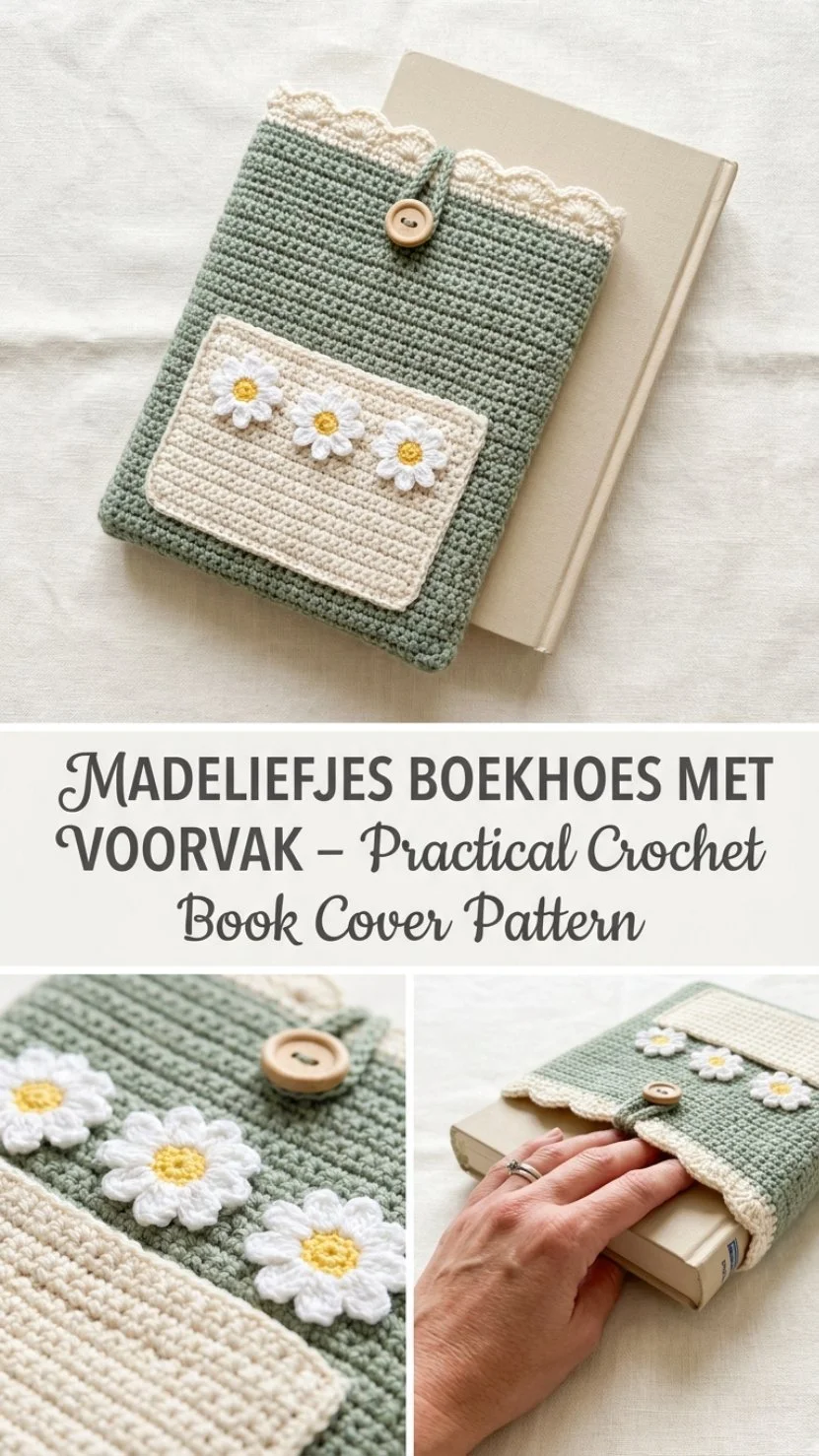 Madeliefjes boekhoes met voorvak voor stijlvolle boekbescherming