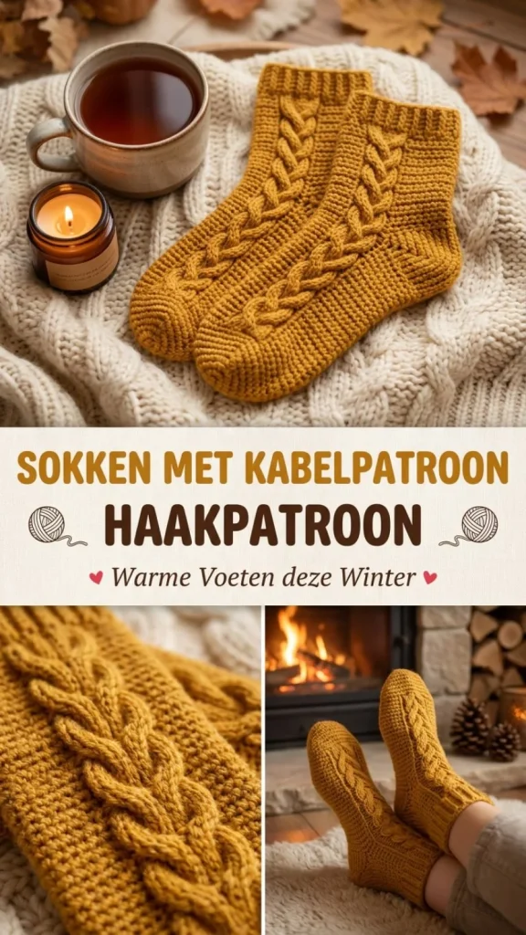 Warme wintersokken met kabelpatroon, ideaal voor koude dagen.