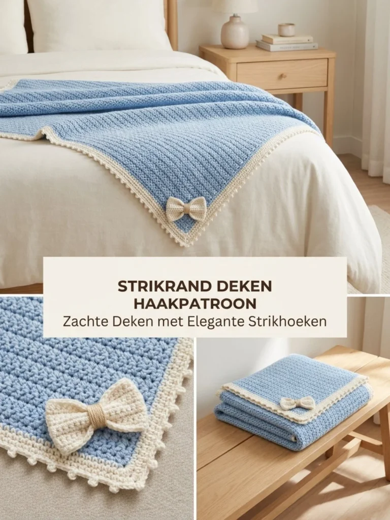 Strikrand Deken Haakpatroon in kleurrijke wol voor haken