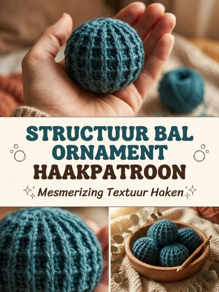 Structuur van bal ornament haken met een prachtig textuurpatroon