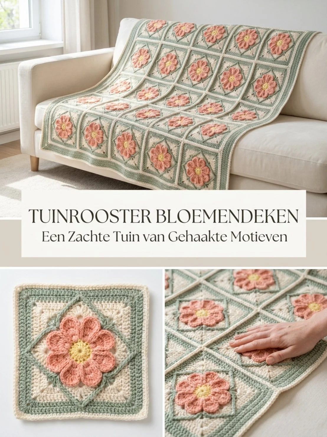 Tuinrooster bloemendeken haakpatroon in kleurrijke garens