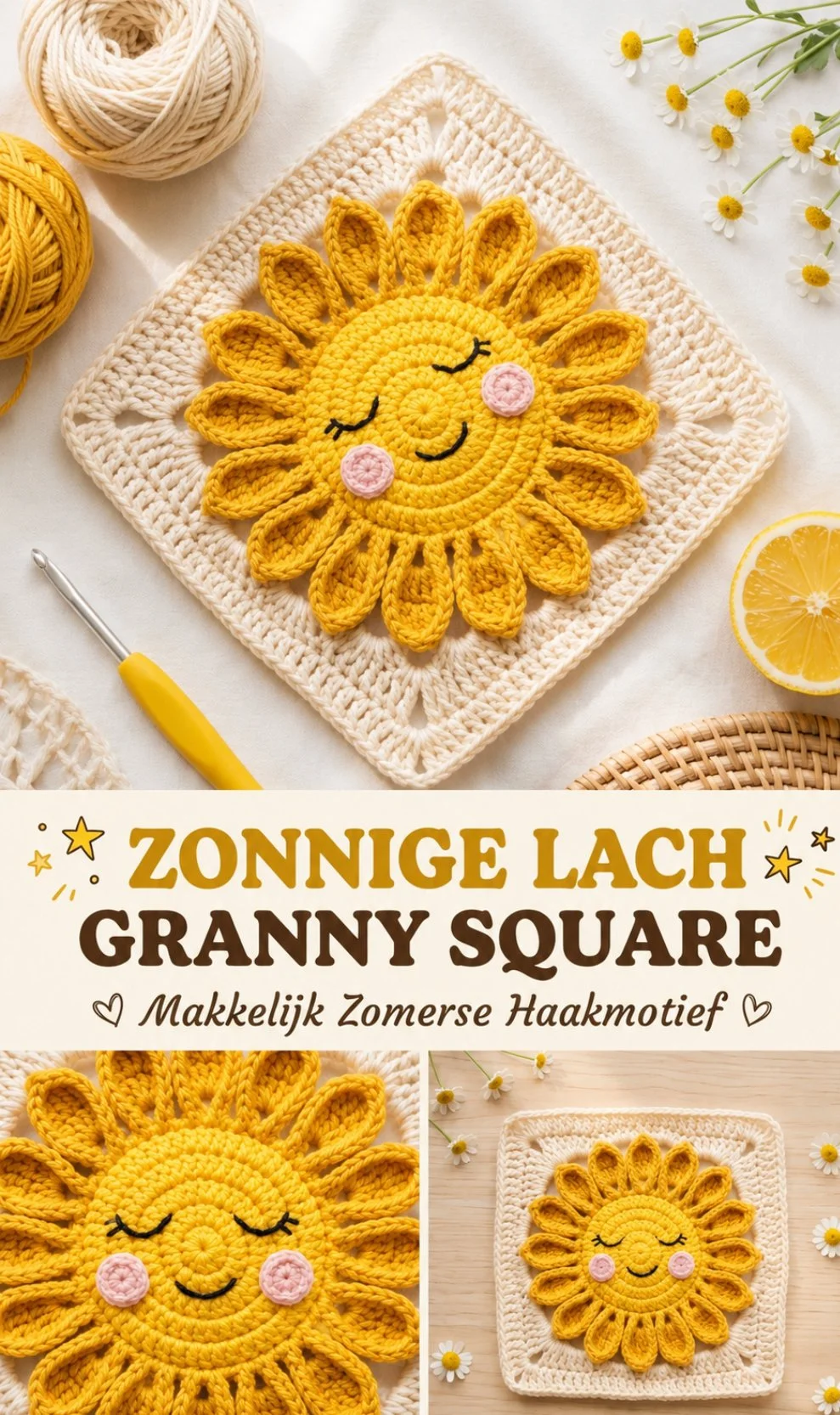 Zonnige Glimlach granny square haakpatroon voor beginners