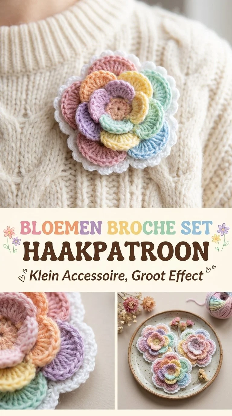 Bloemen broche set haken als stijlvol accessoire voor outfits