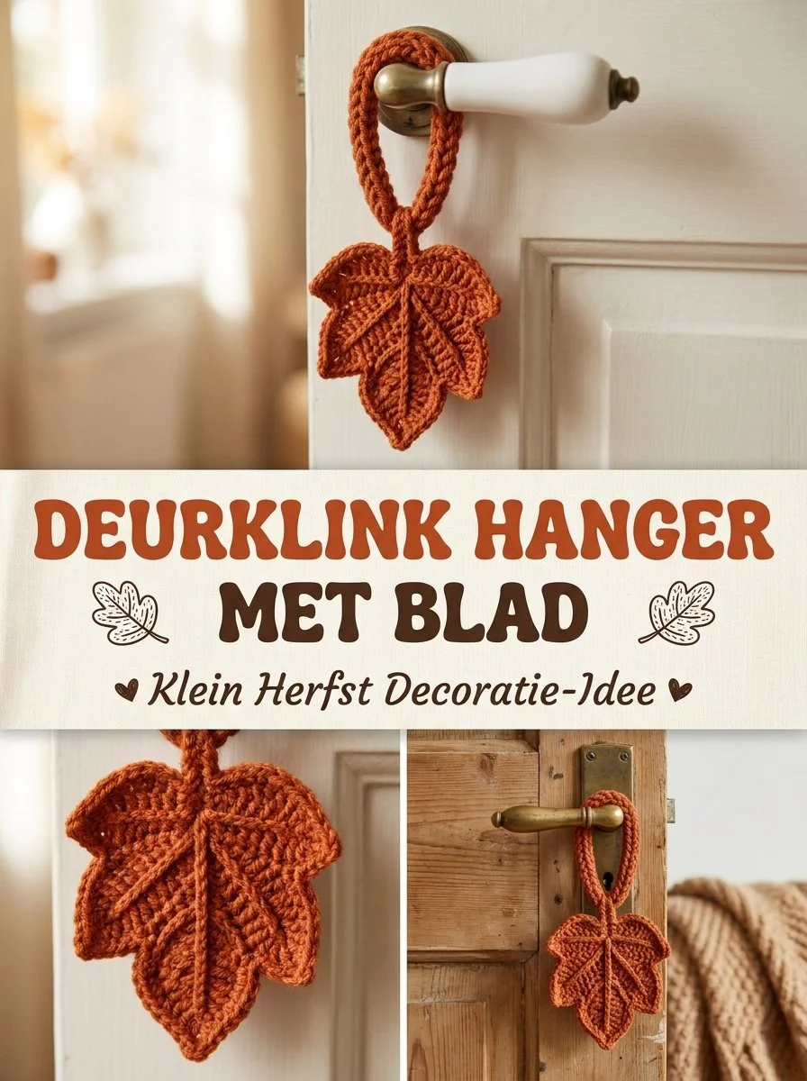 Deurklink hanger met blad haken als herfst decoratie-idee
