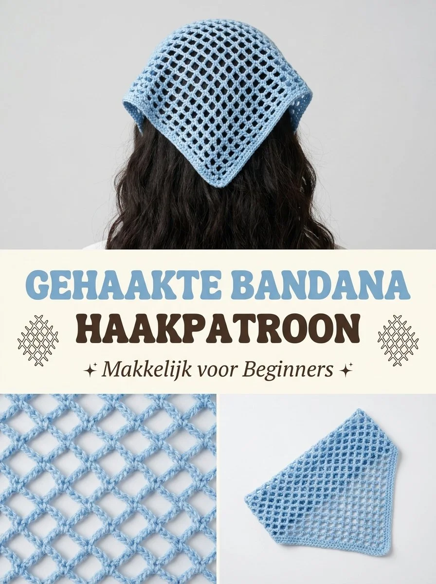 Gehaakte bandana voor beginners - eenvoudig haakproject met kleurrijke garens.