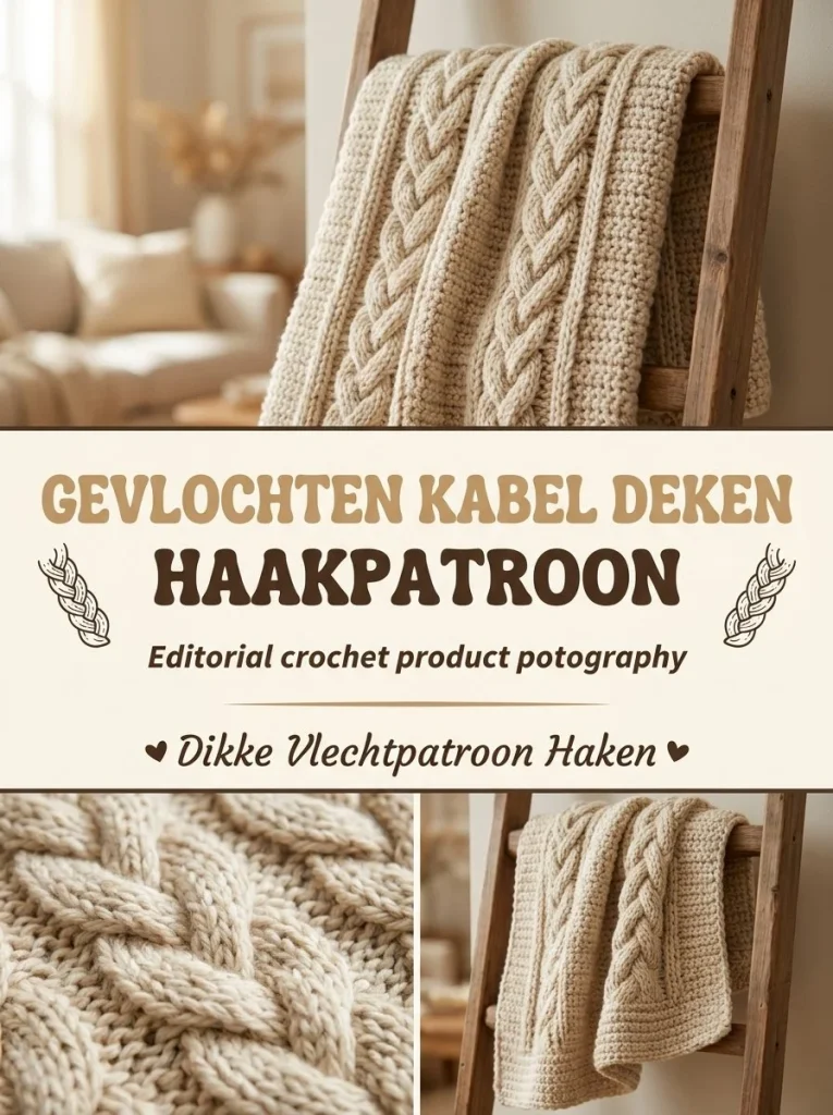 Gevlochten kabel deken met dikke vlechtpatroon haken voor interieurdecoratie