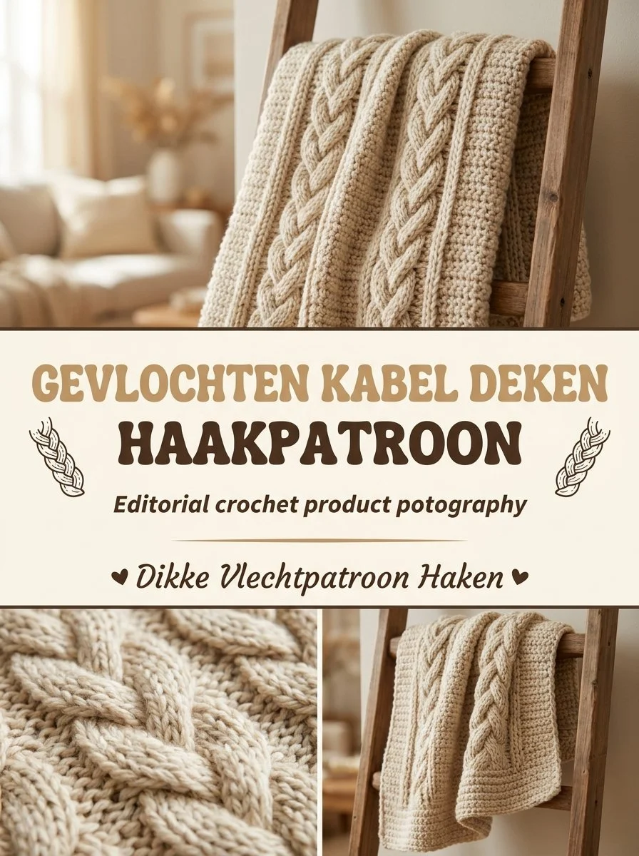 Gevlochten kabel deken met dikke vlechtpatroon haken voor interieurdecoratie