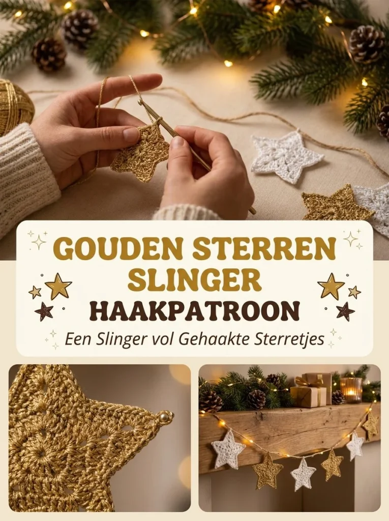 Gouden sterren haken van een kerstslinger als glinsterende kerstdecoratie