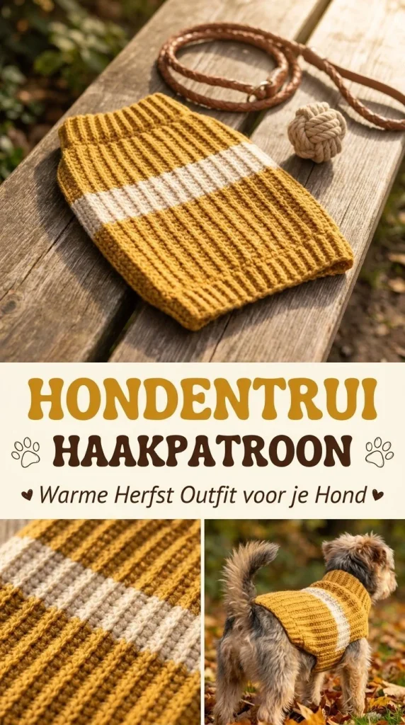 Hond in een warme hondentrui tijdens de herfst