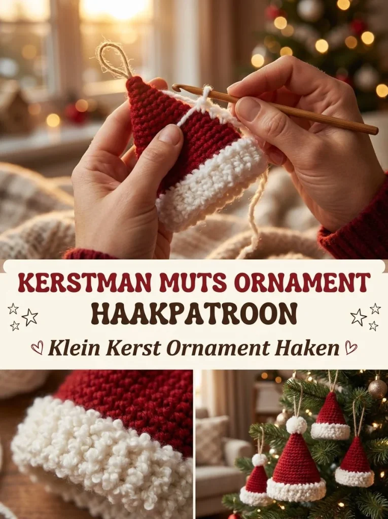 Klein kerstornament van een Kerstman muts voor decoratie