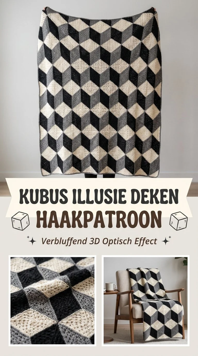 Kubus Illusie Deken Haken met verbluffend 3D optisch effect