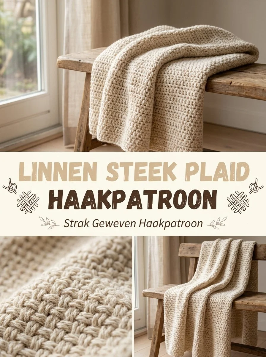 Linnen steek plaid haken haakpatroon voor een strak geweven design.