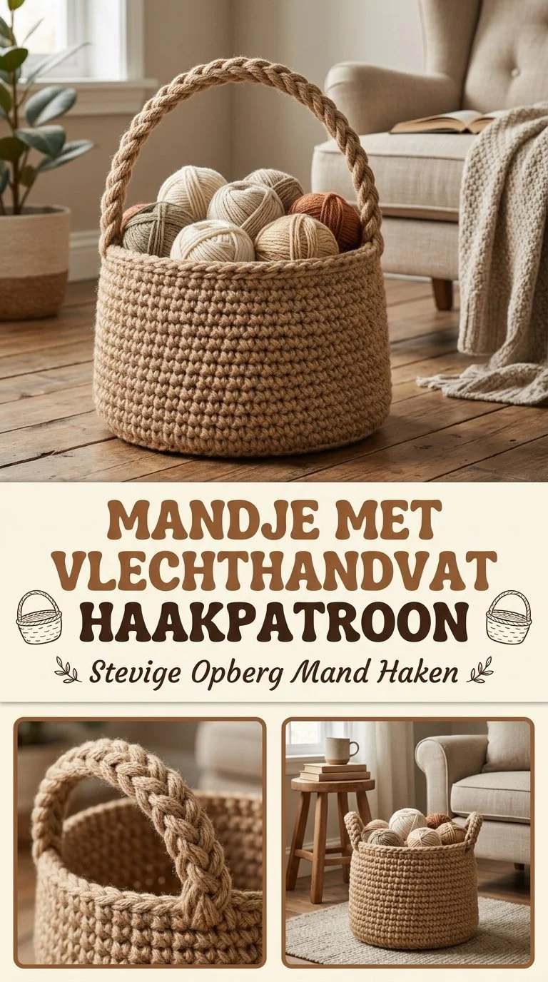 Stevige opbergmand met vlechthandvat haken voor stijlvolle organisatie