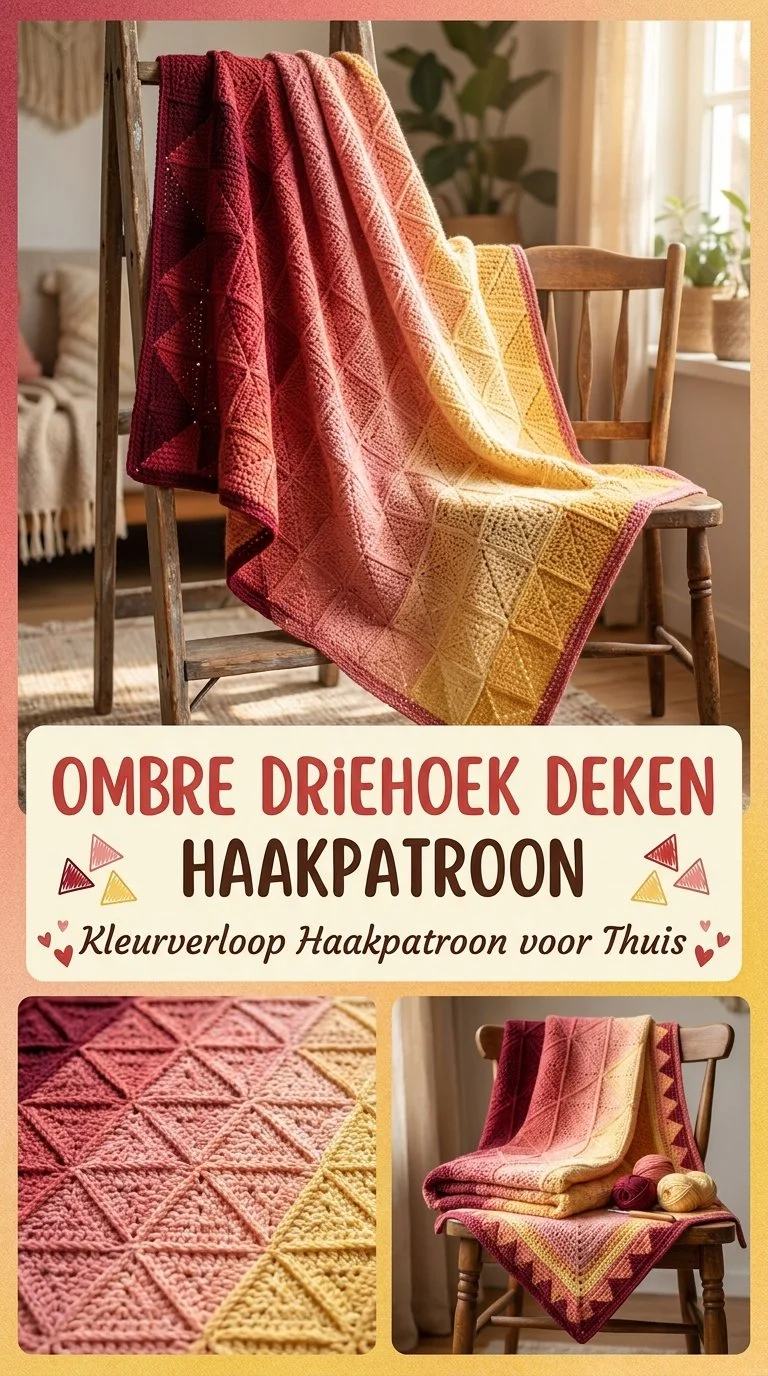Ombre Driehoek Deken Haken - Kleurverloop Haakpatroon voorbeeld