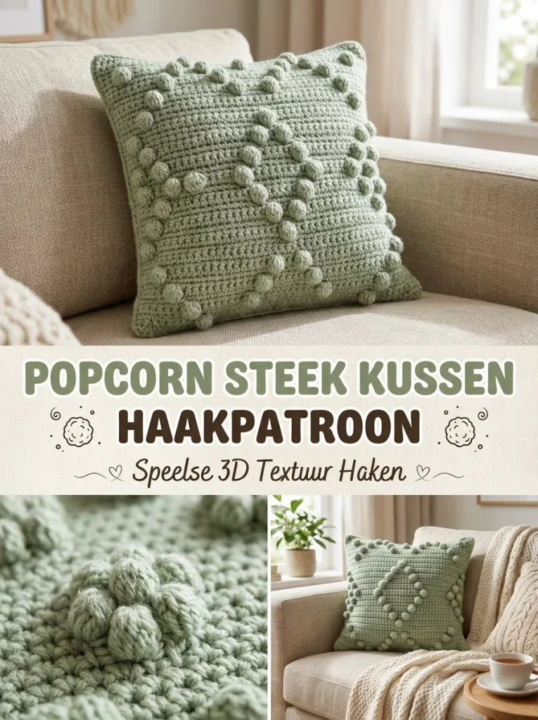 Popcorn Steek Kussenhoes Haken met speelse 3D textuur voor interieurdecoratie
