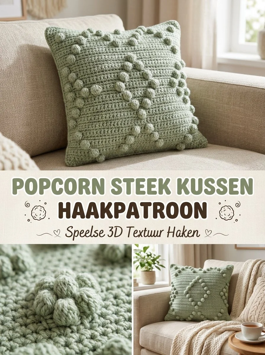 Popcorn Steek Kussenhoes Haken met speelse 3D textuur voor interieurdecoratie