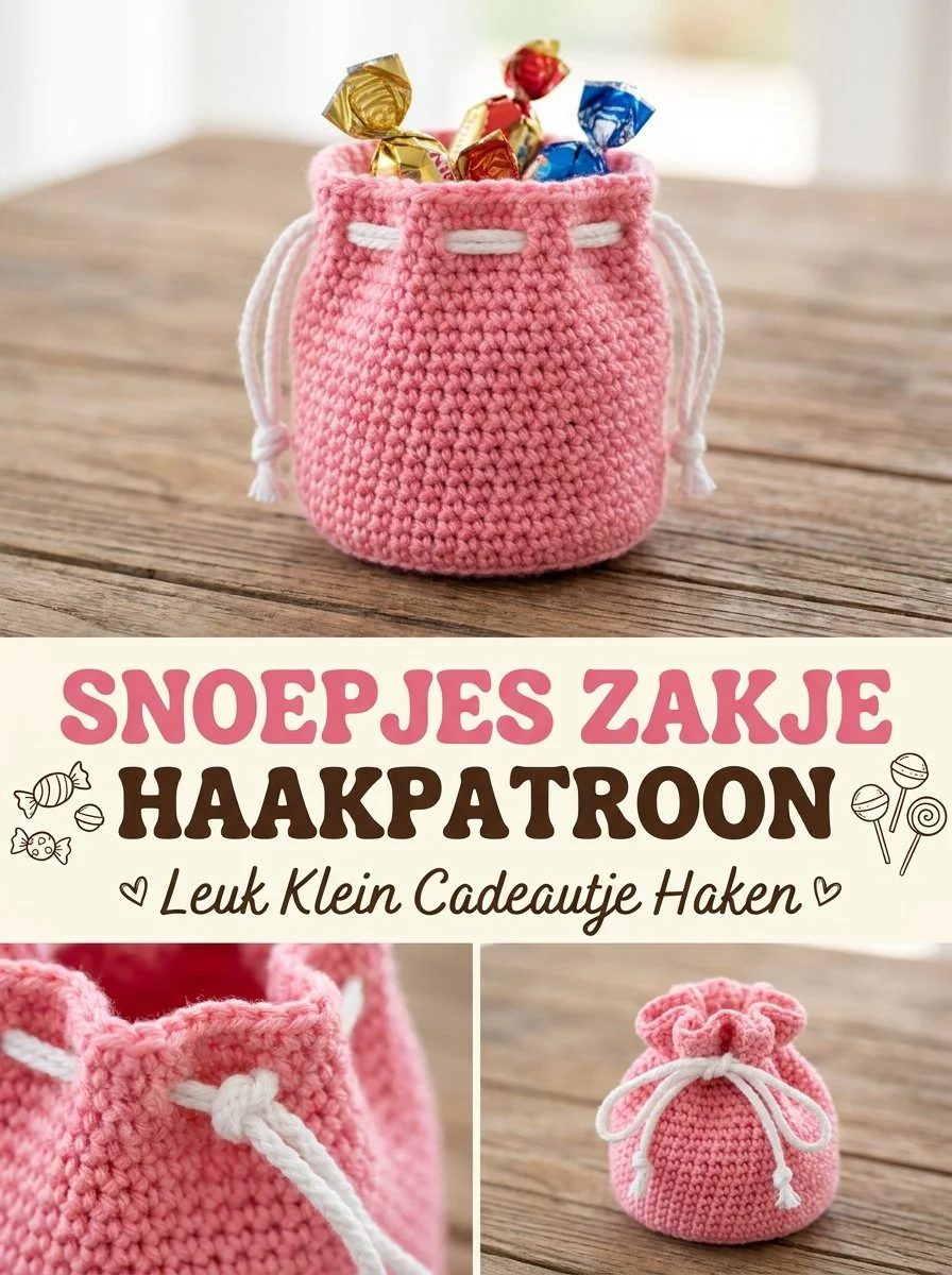 Snoepjes zakje haken als leuk klein cadeautje voor feestjes.