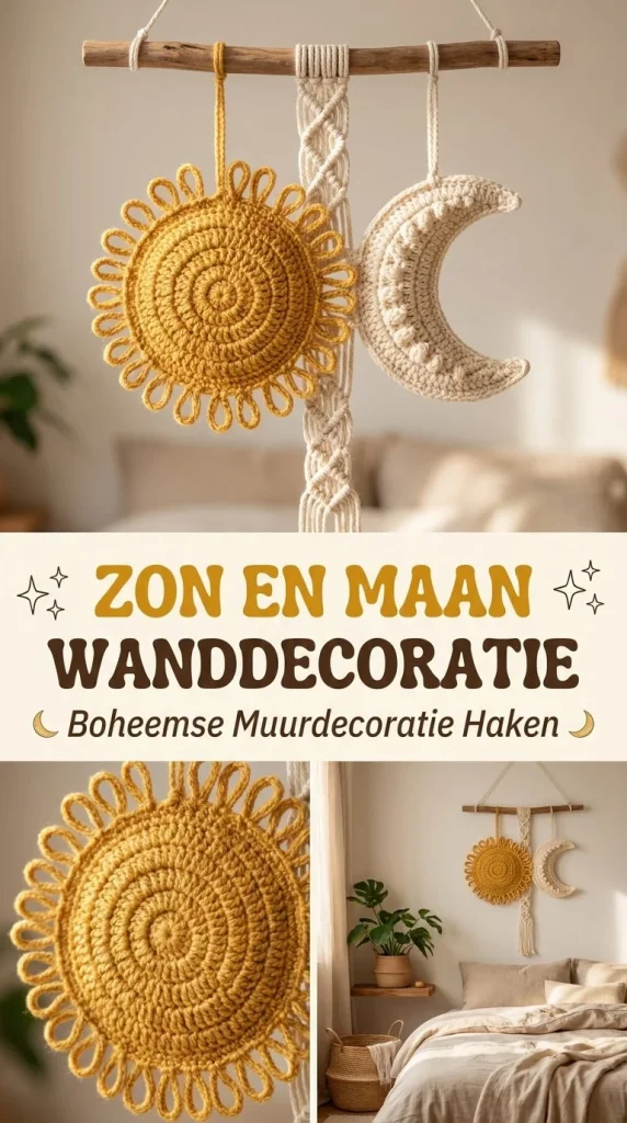 Zon en Maan wanddecoratie haken voor boheemse muurinspiratie